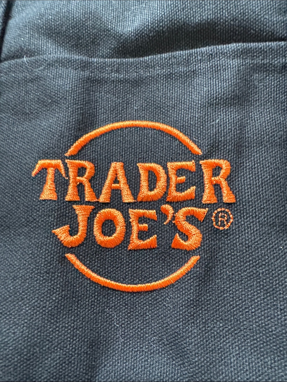 Trader Joe's Black Canvas Tote with Orange Logo - Picture 2 of 2
